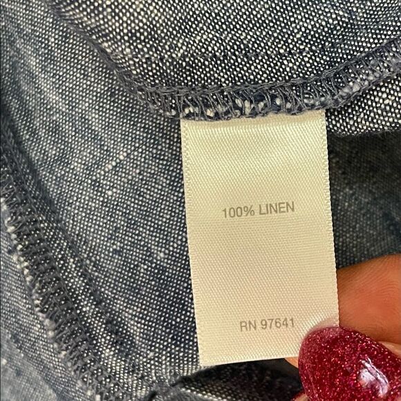 J. Jill Love Linen Cropped Pants Elastic Waist Size L - Picture 6 of 9